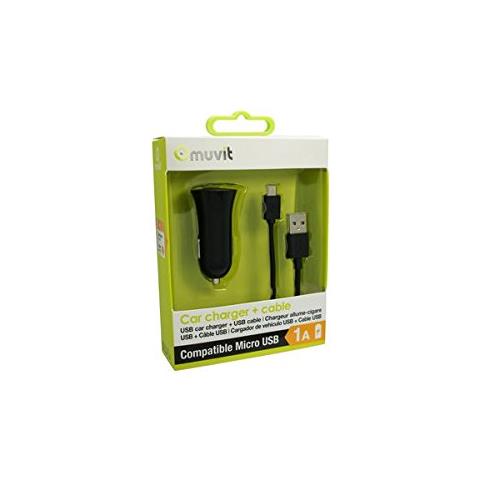 Primavera Pack - Caricabatterie Da Auto 1 Usb 1 A + Cavo Micro Usb, 1 M, 1 A, Colore Nero - Foto 2