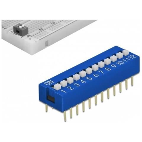 Dip-schiebeschalter 12-stellig 2,54 Mm Rasterma Tht Vertikal Blau 10 Stck (66388) - Foto 1