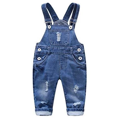 Baby Toddler Regolabili Ripped Jeans Di Modo Di Tuta Blu 6-12 Mesi - Foto 1