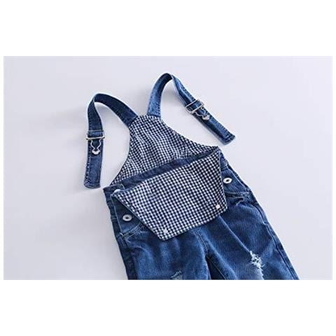 Baby Toddler Regolabili Ripped Jeans Di Modo Di Tuta Blu 6-12 Mesi - Foto 2