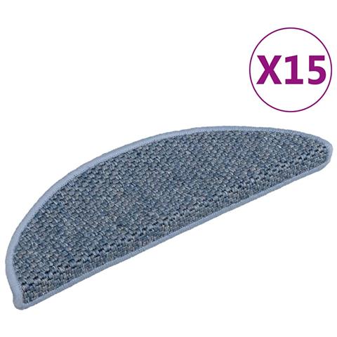 Tappeti Autoadesivi per Scale Aspetto Sisal 15pz 56x17x3 cm Blu - Foto 1