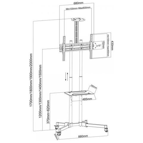 ICA-TR216T Supporto TV a parete 177,8 cm (70") Nero - Foto 10