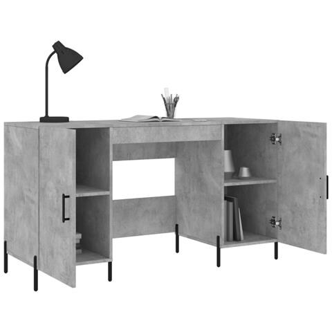 Scrivania Grigio Cemento 140x50x75 Cm In Legno Multistrato - Foto 2