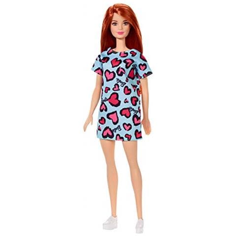 Bambola Barbie, Capelli Rossi, Indossa Un Vestito Giallo E Viola Con Stampa Di Cuori E Scarpe Da Ginnastica Con La Zeppa, Per Bambini Da 3 A 7 Anni, Modello: Ghw48 - Foto 1