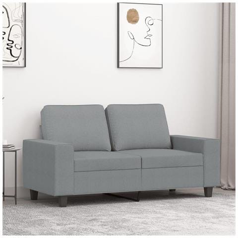 Divano A 2 Posti Grigio Chiaro 120 Cm In Tessuto - Foto 1