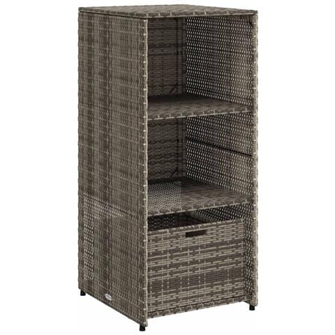 Armadietto Portaoggetti Giardino Grigio 50x55x115cm Polyrattan - Foto 2