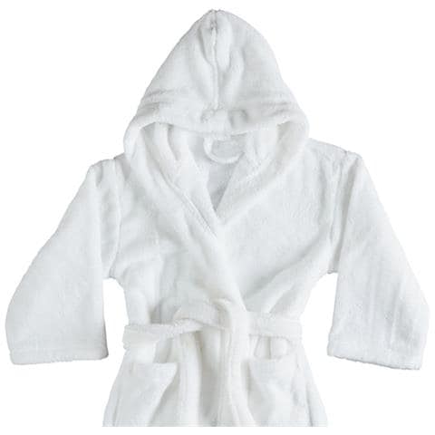 Accappatoio Con Cappuccio In Morbida Spugna Mod. Sophie Tinta Unita Vari Colori L Bianco - Foto 2