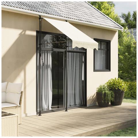 Tenda Da Sole Retrattile Crema 100x150 Cm In Tessuto E Acciaio - Foto 1