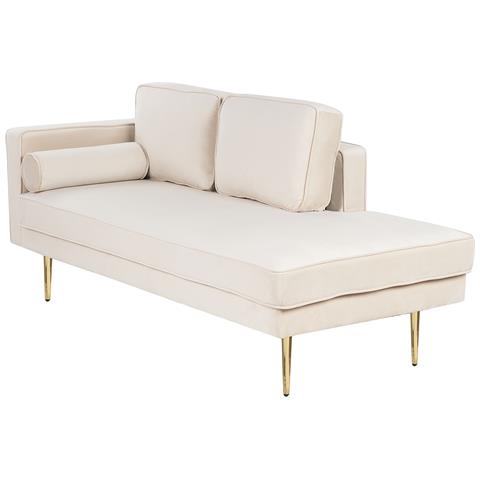 Chaise Longue Versione Sinistra Miramas Velluto Beige - Foto 2