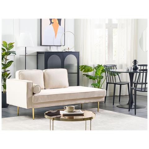 Chaise Longue Versione Sinistra Miramas Velluto Beige - Foto 1
