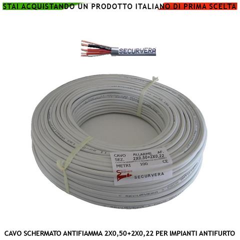 Cavo Schermato Flessibile Antifiamma 2x0,50+2x0,22 Mm² Guaina Pvc Bianco Prot. Alluminio /poliestere Drenaggio Condutto - Foto 1