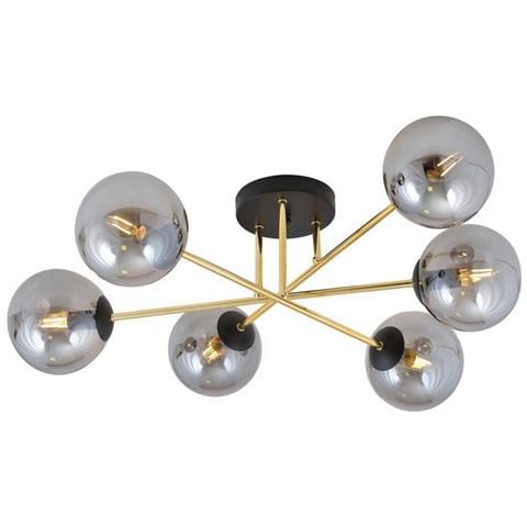 Lampada A Soffitto Magnum - Nero, Oro, Grigio - Acciaio Verniciato A Polvere, Vetro - 55x23x75 Cm - Foto 1