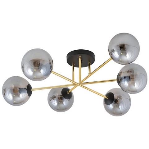 Lampada A Soffitto Magnum - Nero, Oro, Grigio - Acciaio Verniciato A Polvere, Vetro - 55x23x75 Cm - Foto 2