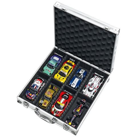 Valigetta Da Trasporto Per Macchinine In Scala 1/32 Con 8 Scomparti, Argento - Foto 2