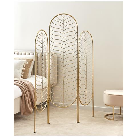 Paravento 3 Pannelli Metallo Oro 120 X 160 Cm Pescia - Foto 1