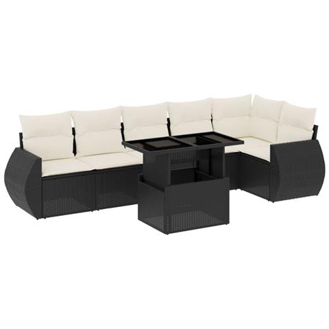 Set Divani Da Giardino Con Cuscini 7pz Nero Polyrattan - Foto 2