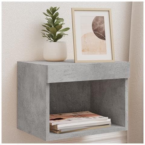 Comodino Con Luci Led A Parete Grigio Cemento - Foto 1
