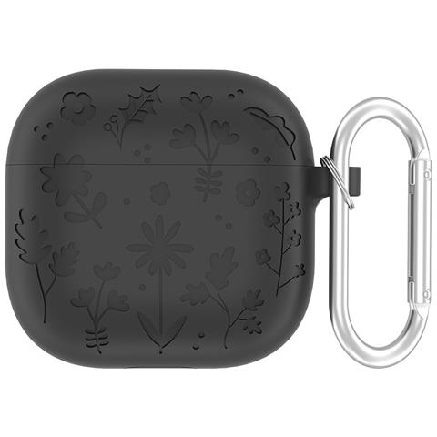Custodia Protettiva In Silicone Per Apple Airpods 4 Con Moschettone Di Bloccaggio Darkgrey - Foto 1