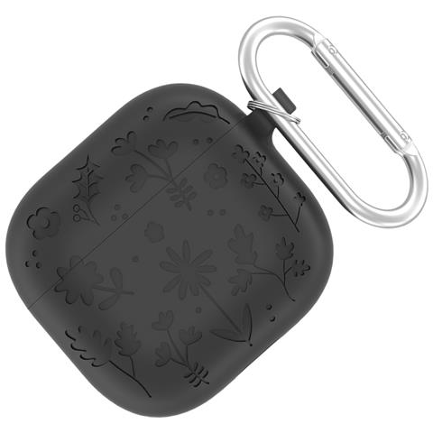 Custodia Protettiva In Silicone Per Apple Airpods 4 Con Moschettone Di Bloccaggio Darkgrey - Foto 2