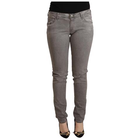 Jeans In Denim Push Up Skinny A Vita Bassa In Cotone Grigio - W29 - Foto 1