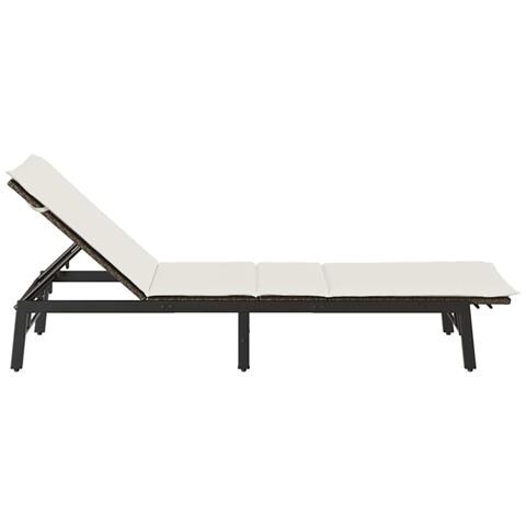 Lettino Prendisole con Cuscino Marrone in Polyrattan - Foto 9