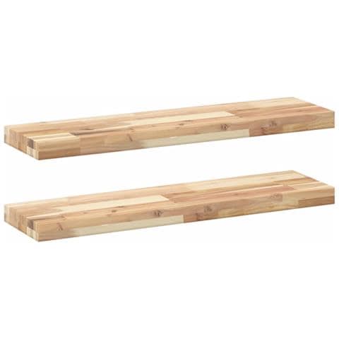 Mensole Da Parete 2 Pz 80x20x4 Cm Legno Acacia Non Trattato - Foto 2