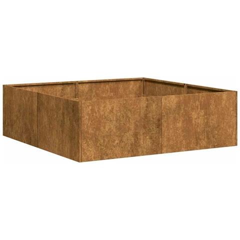 Fioriera Arrugginita 100x100x30 Cm In Acciaio Corten - Foto 2