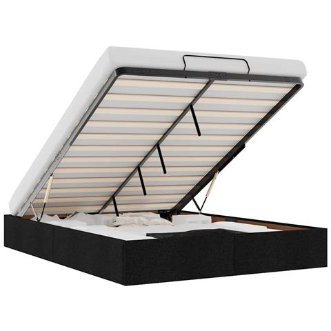 Struttura Letto Pouf Senza Materasso Nero 140x190 Cm In Tessuto - Foto 2