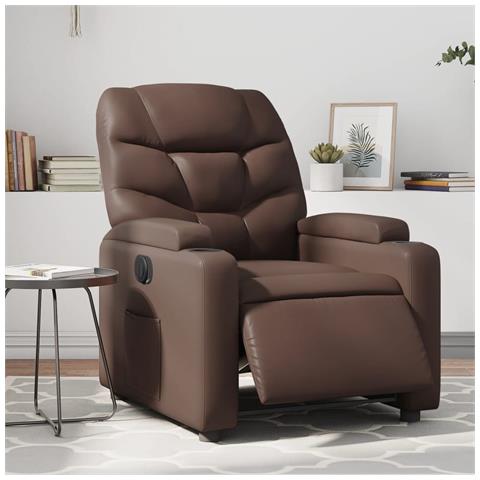 Poltrona Reclinabile Elettrica Marrone In Similpelle - Foto 1