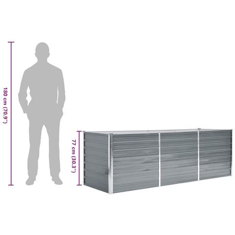 Letto Rialzato Da Giardino Acciaio Zincato 240x80x77 Cm Grigio - Foto 8