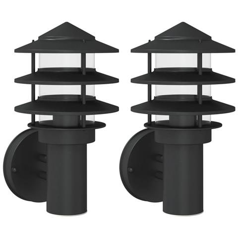 Applique Da Esterno 2 Pz Nere In Acciaio Inossidabile - Foto 1