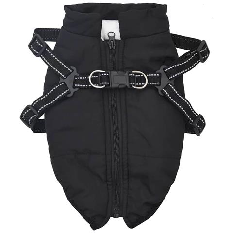 Cappotto Cani con Imbracatura Impermeabile Riflettente Nero L40 - Foto 2