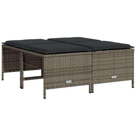 Sgabelli da Giardino con Cuscini 4 pz Grigi in Polyrattan - Foto 1