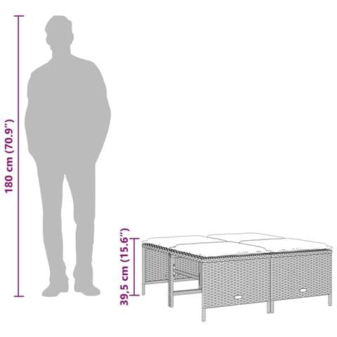 Sgabelli da Giardino con Cuscini 4 pz Grigi in Polyrattan - Foto 8