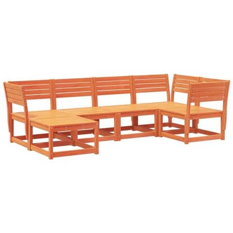 Set Divani da Giardino 6 pz Marrone Cera Legno Massello Pino - Foto 1