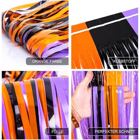 Decorazione Di Halloween Sfondo Arancione Viola Nero 3 Pezzi 1x2 M - Foto 2