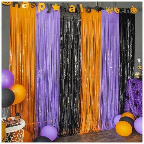 Decorazione Di Halloween Sfondo Arancione Viola Nero 3 Pezzi 1x2 M - Foto 1