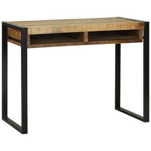 Tavolo da trucco con specchio 100x50x75 cm in legno massello grezzo di mango - Foto 2