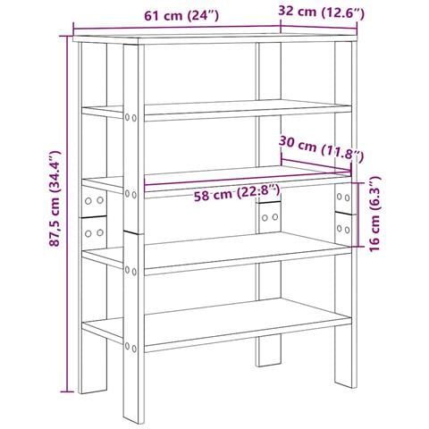 Scarpiera Rovere Fumo 61x32x87,5 cm in Legno Multistrato - Foto 9