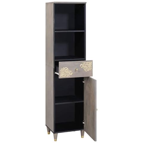 Credenza Grigio 38 x 33.5 x 160 cm Legno massello di mango - Foto 2