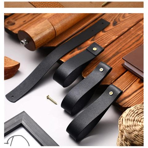 Set Di 6 Ganci Da Parete In Pelle Pu Marrone - Cinghie Decorative Con Viti In Ottone Black - Foto 2