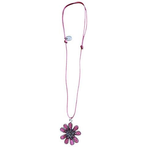 Collana Lunga A Forma Di Margherita Con Cristallo Rosa Di Sw - Foto 1