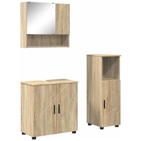 Set di mobili per il bagno con porta 3 pcs Rovere Sonoma - Foto 1
