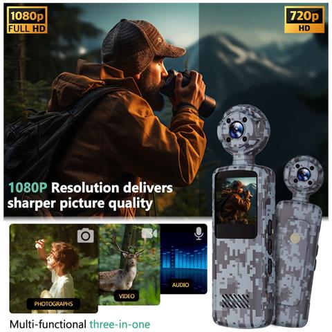 Hd Clip-on Body Camera V6 Edizione Mimetica Con Wifi E Scheda Tf Da 32gb - Foto 2