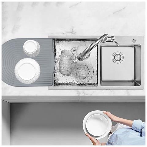 Tappetino Scolapiatti Inclinato A Forma Di U - Protezione In Silicone Per Piano Di Lavoro Black - Foto 5