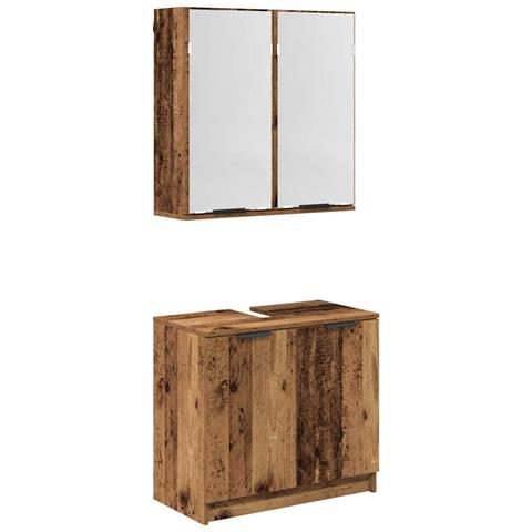 Set di Armadi da Bagno Legno vecchio Legno multistrato - Foto 1