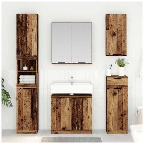 Set di Armadi da Bagno Legno vecchio Legno multistrato - Foto 2