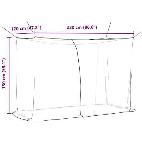 Zanzariera per letto 156 maglia 3 pcs Bianco Poliestere - Foto 8