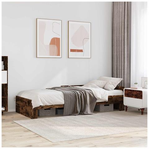Struttura letto con testata Rovere Fumo 80 x 200 cm - Foto 2