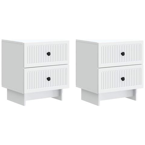 Armadio da Notte con cassetto 2 pcs Bianco 43 x 34,5 x 47,5 cm - Foto 1